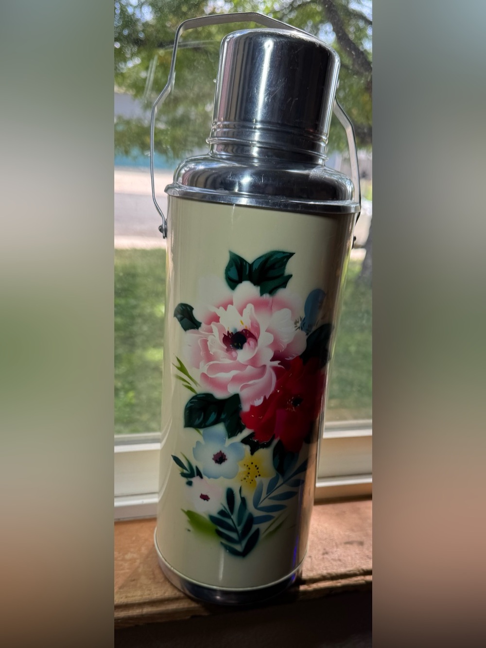 Large Floral Vintage Thermos